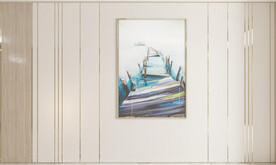 现代客厅背景墙家具场景直播空景