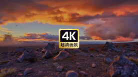 唯美素材戈壁滩上翻腾的云海