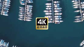 短视频素材航拍码头上停泊的游艇