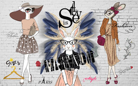 个性砖墙女装服装店工装背景墙