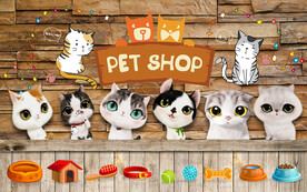 可爱猫咪宠物店背景墙