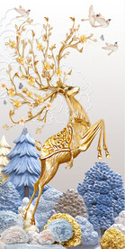 装饰画 晶瓷画 麋鹿