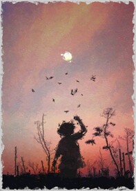 5070数字油画装饰画傍晚女孩