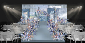 蓝色油画风婚礼效果图