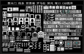 整木门 线条 背景墙 罗马柱 