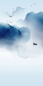 装饰画 新中式 水墨山水画 船