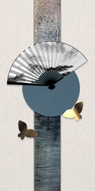 装饰画 新中式 蝴蝶 扇子