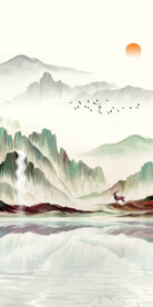 装饰画 新中式 水墨山水画