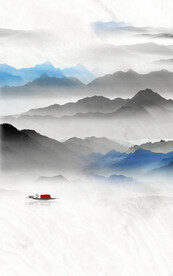 装饰画 抽象水墨山水画 新中式