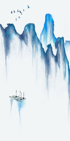 装饰画 抽象水墨山水画 新中式