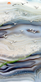 装饰画 抽象画 鸟 海浪