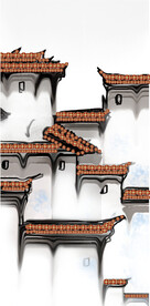 装饰画 古代房屋 新中式 古迹