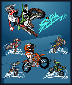 矢量手绘越野摩托竞技