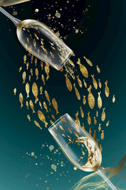 装饰画 小鱼 线条 红酒杯