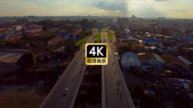 短视频素材航拍双车道高速车流