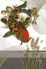 装饰画 抽象画 线条 鱼