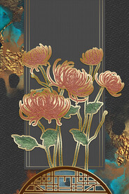 装饰画 抽象画 线条 菊花