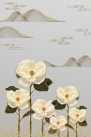 装饰画 抽象画 线条 花朵