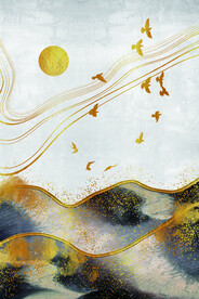 装饰画 抽象画 线条 鸟