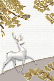 装饰画 抽象画 麋鹿 树