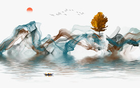 新中式山水背景墙