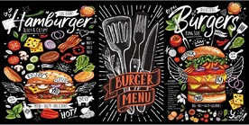 欧美风黑板汉堡西式快餐背景墙