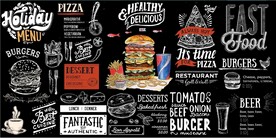 欧美风黑板汉堡西式快餐背景墙