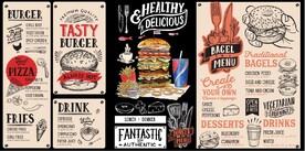 欧美风黑板汉堡西式快餐背景墙