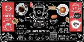 欧美风黑板咖啡西式快餐背景墙