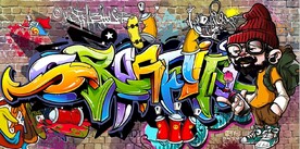 欧美风街头抽象涂鸦酒吧餐饮壁画