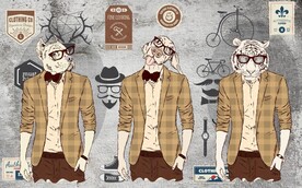 欧美风抽象动物服装店背景墙