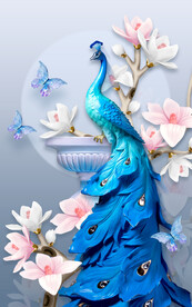 装饰画 孔雀 兰花 蝴蝶