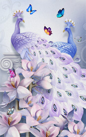 装饰画 孔雀 兰花 蝴蝶