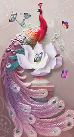 装饰画 孔雀 兰花 蝴蝶