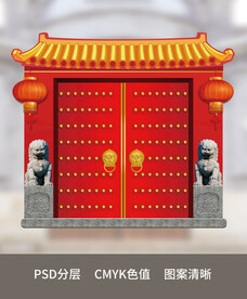 舞台童话剧古代大红门道具