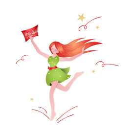 拿录取通知书的小女孩矢量素材