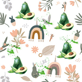 牛油果 水彩手绘