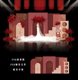 红色婚礼背景图片