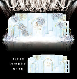 蓝色婚礼背景图片