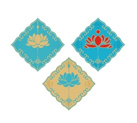 藏式莲花矢量图