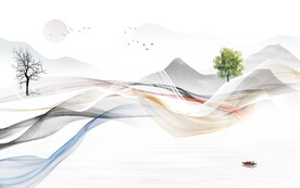 中国风现代山水画 TIF分层图