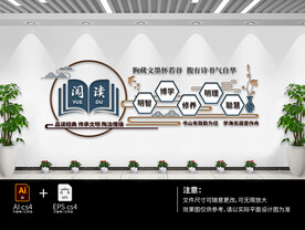 新中式阅读文化墙