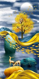 麋鹿发财树玄关