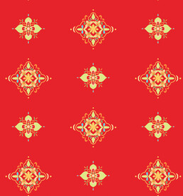 红底小花中国结