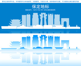 保定地标建筑剪影