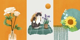 现代简约北欧重彩客厅装饰画