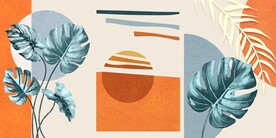 北欧重彩客厅三联画装饰画