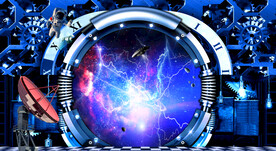 3D立体画闪电星空