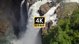 短视频素材航拍奔流的瀑布