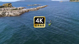 短视频素材航拍海面上皮划艇选手